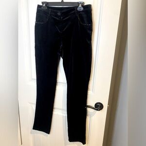 St. John Black Velvet Lorrie Pants, 4,Hi Rise, Rhinestone Studded Pockets, NWOT